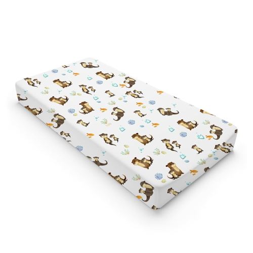 Cute Sea Otter Changing Pad Covers for Boy Girl 32''x16'' Cute Animals Family Unisex Fitted Changing Table Pad Mats Cartoon Sea Animals Comfort Soft Breathable Cradle & Bassinet Bed Sheets