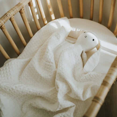 Organic Cotton Muslin Waffle Baby Blanket • Soft Nursery Blanket
