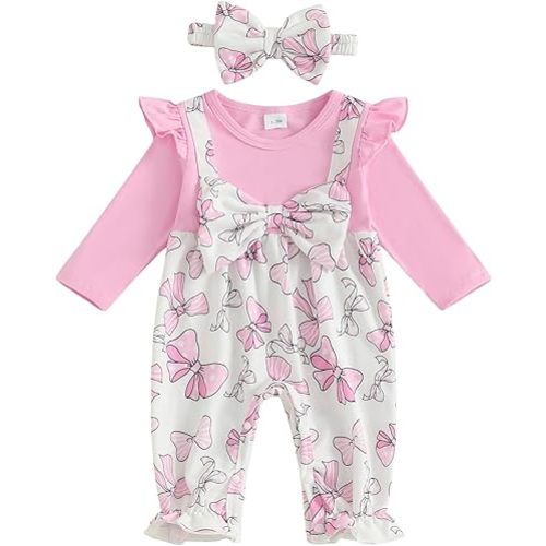 YINGISFITM Newborn Baby Girl Clothes Long Sleeve Romper One Piece Jumpsuit Fall Winter Infant Outfits 0 3 6 9 12 18 Months