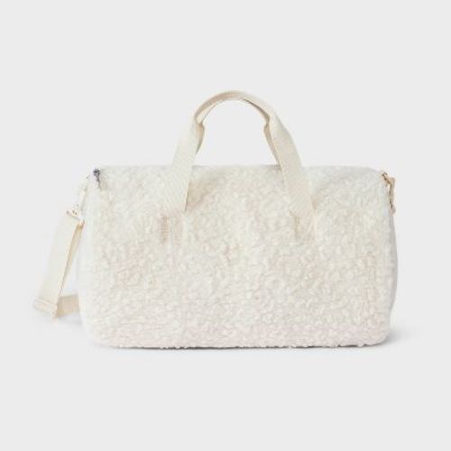 Girls' Faux Shearling Softside Duffel Bag - Cat & Jack™ Cream