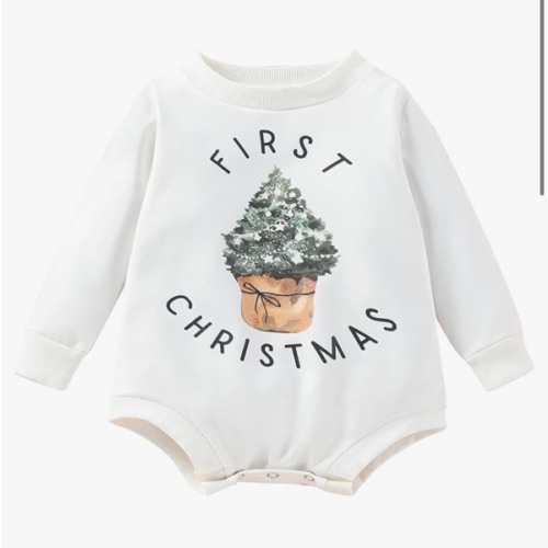 FYBITBO My First Christmas Baby Girl Boy Outfit Sweatshirt Romper Sweater Onesie Long Sleeve Bodysuit Fall Clothes