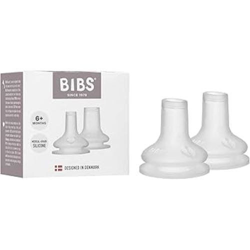 BIBS Baby Bottle Spout 2 Pack - BPA-Free, Round Silicone Nipple, Suitable for Newborns & Toddlers 6+ Months