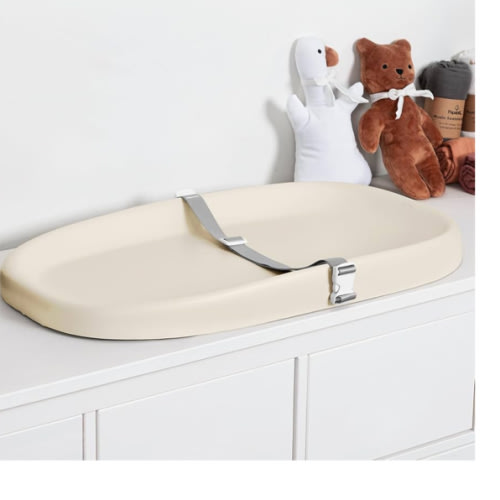 Papablic Baby Changing Pad – Soft & Wipeable Diaper Changing Table Mat for Dresser Bed Sofa, Built-in Safety Belt, Non-Slip, Waterproof, Easy to Clean – Gray, Ideal Gift for New Parents