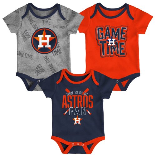 Newborn Houston Astros /Orange/Heathered Gray Game Time Three-Piece Bodysuit Set