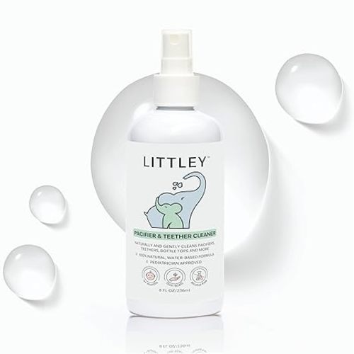 Littley Pacifier & Teether Cleaner with Hypochlorous Acid, Non-Toxic & Alcohol-Free, Gentle Formula for Cleaning Baby & Toddler Essentials, 8oz Spray Bottle