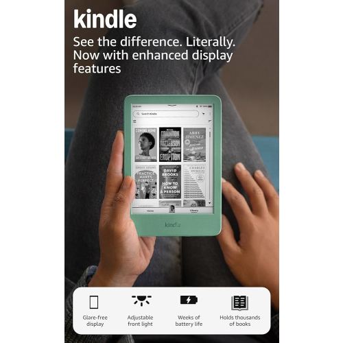 Amazon Kindle 16 GB (newest model) - Lightest and most compact Kindle, now with faster page turns, and higher contrast ratio, for an enhanced reading experience - Without Lockscreen Ads - Matcha