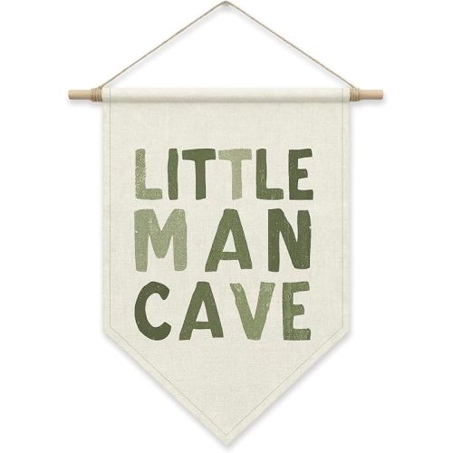 SHIEL-EVEN Little Man Playroom Nursery Wall Decor, Little Man Cave Pennant Flag Banner for Baby Boys Toddler Kids, Canvas Wall Art for Bedroom