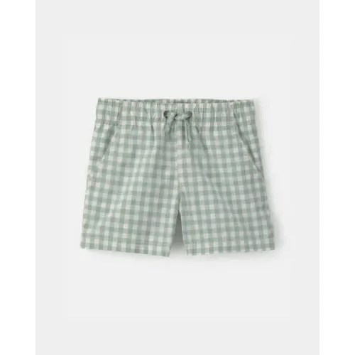 Toddler Boy Gingham Poplin Shorts - Green | Carter's