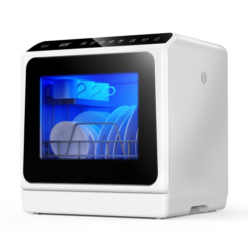 Euhomy 16.85 in. Portable Countertop Dishwasher in White with 3-Cycles 6-Modes 4-Place Settings Capacity and 40 dBA