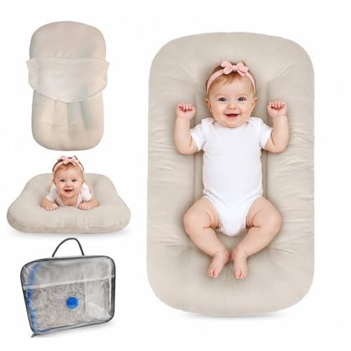 Baby Lounger 0-24 Months Newborn Infant Cotton Floor Seats Support Cushion (Apricot) | baby shower gifts