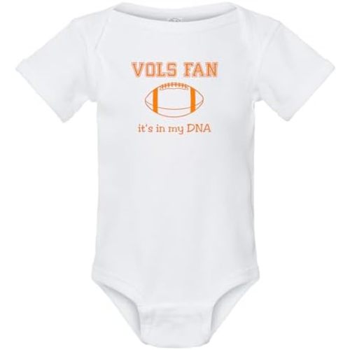 Curiositees Vols Fan it's in my DNA Baby Football Clothes Jersey Bodysuit Outfit - White (White, 6 Months)