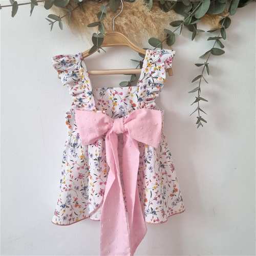 Girls floral pinafore dress, Organic dress baby girl, dress cotton baby girl white, spring dress baby girl boho, rustic dress girls baby.