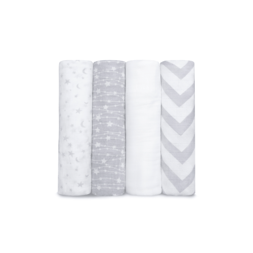 Muslin Swaddle Blankets, 4 Pack, One Size
