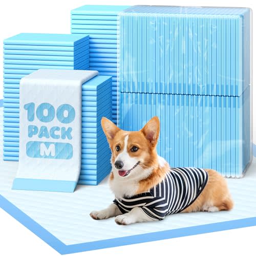 Powools Puppy Pads - Super Absorbent & Spill-Proof Pee Pads for Dogs with 6-Layer Material, Quick-Dry & Hassle-Free Potty Pads for Floors, Furniture, Vehicle, 22" × 22", 100 Packs