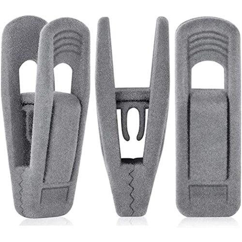 Grey Velvet Clips for Velvet Hangers - 20 PCS Gray Non Slip Velvet Hanger Clip, Pants Hanger Velvet Clips Fit for Slim Velvet Hangers, Clothes-pins for Grey Velvet Hangers