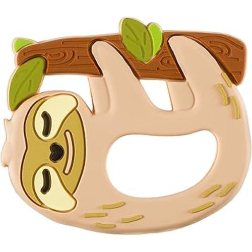 C.R Gibson BTEE-23956 Silicone Sloth Baby Teething Toy, 3'' W x 3.35'' L