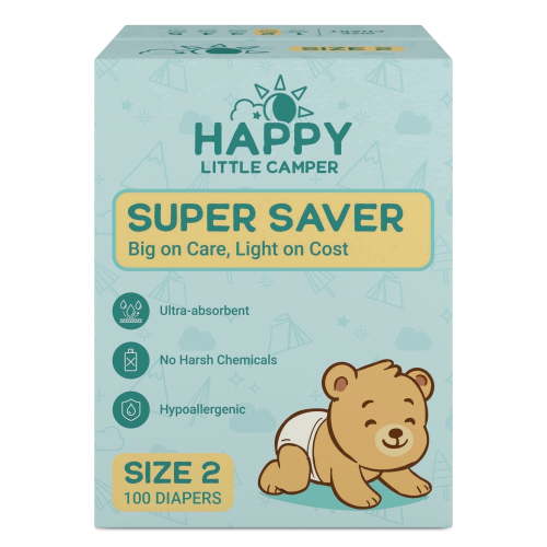 Happy Little Camper Super Saver Baby Diapers, Size 2, 100 Count