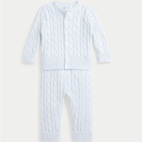 Cable-Knit Cotton Cardigan & Pant Set