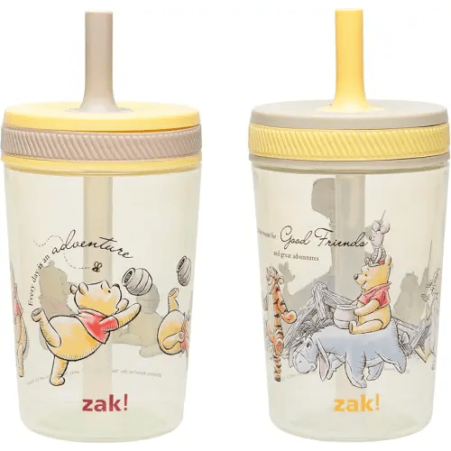 Zak Designs Disney Winnie the Pooh Kelso Toddler Cups For Travel or At Home, 15oz 2-Pack Durable Plastic Sippy Cups With Leak-Proof Design is Perfect For Kids (Winnie the Pooh & Friends)