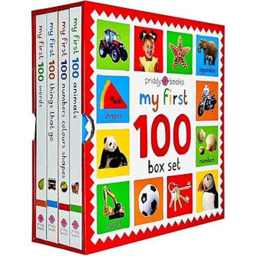 My First 100 Box Set 4 Books Collection (First 100 Words, Numbers Colors Shapes, First 100 Animals & First 100 things that Go)
