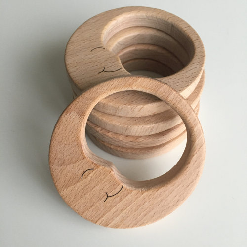 Natural Beech Wood Teether, Crescent Moon Wood Teether , Natural Raw Beech Wood Without Varnish, Round Wooden Moon Teether