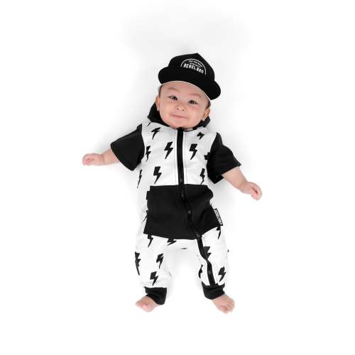 Hooded Rebel Short Sleeve Romper in Bowie