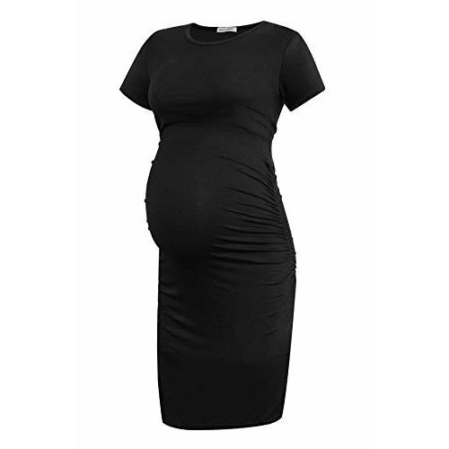 Smallshow Women's Short Sleeve Maternity Dress Ruched Pregnancy Clothes
