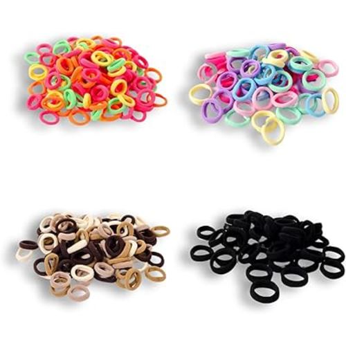 400PCS Baby Toddler Hair Ties, Elastic Hair Rubber Bands for Girls, 17 Colors Candy Cotton Toddler Hair Accessories, Small Soft Seamless Ponytail Holders for Kids TIZZ