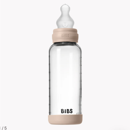 BIBS Baby Glass Bottle Set 8oz Silicone - Blush | Easy Feeding – Bibsworld store US