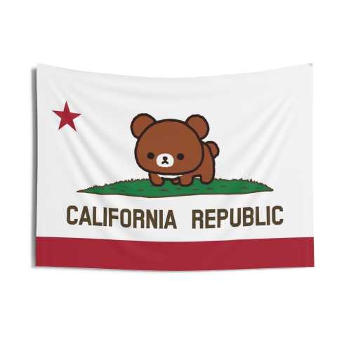 Rilakkuma California Flag Bear Tapestry 36x26 inches