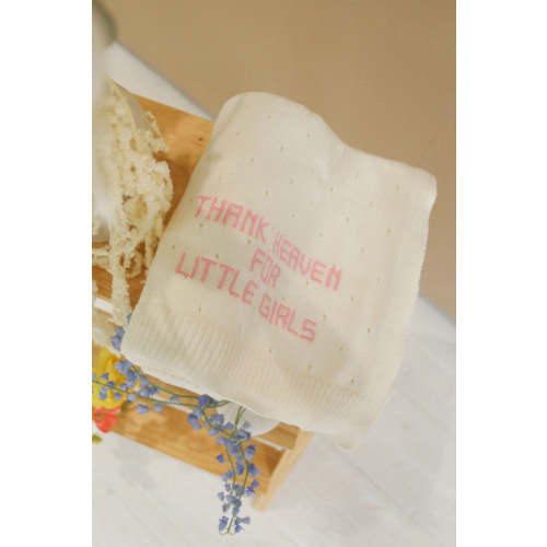thank heaven embroidered knit blanket