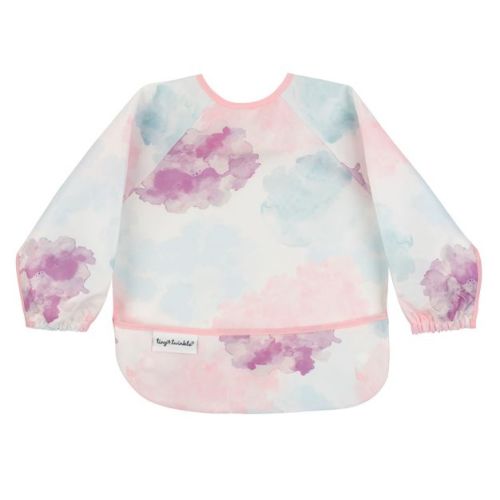 Tiny Twinkle Mess-Proof/Waterproof Long-Sleeve Baby Bib, Machine Washable Smock for Eating (Cotton Candy, Small 6-24 Months)