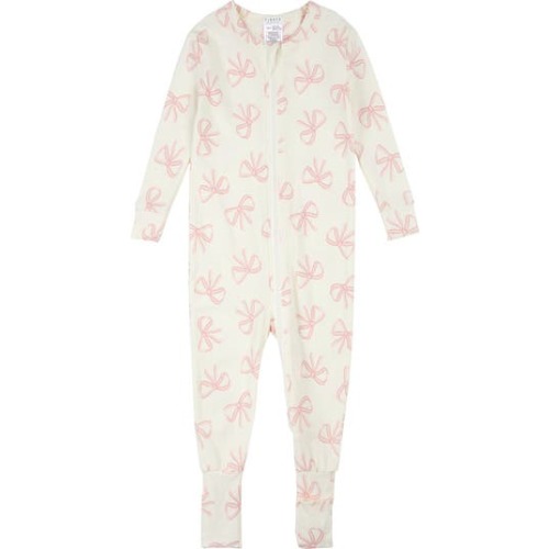 Bow Print Convertible One-Piece Pajamas, 3M