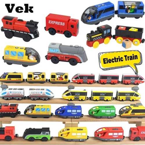 Wooden Magnetic Train Toy – Locomotive Electric Car Toy, Toddler Sensory Learning Toy, Fits Wooden Railway Tracks, Educational Gift