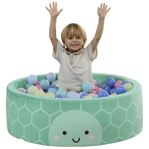 Delta Children Turtle Soft Ball Pit with 50 Play Balls - Ball Pits for Toddlers, Soft Round Kiddie Baby Playpen Ball Pool for Kids, Ideal Gift, Green