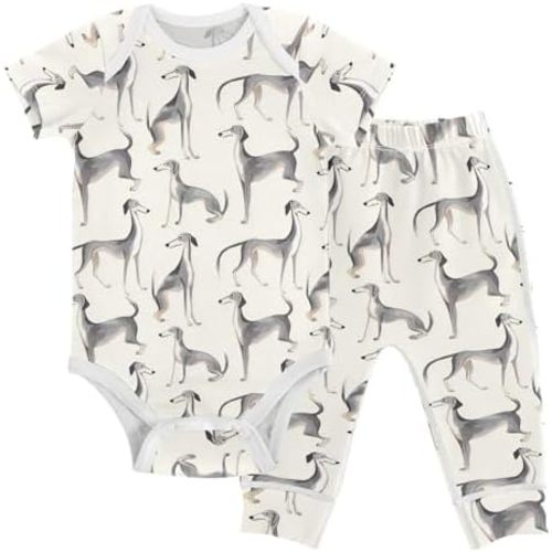 vvfelixl Baby Pants Sets Black Dachshund Long Haired Short Sleeve Baby Clothes for Boys Girls 0-24M