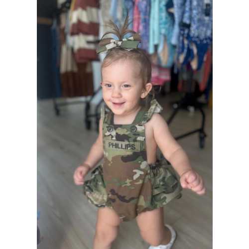 Military Inspired Baby and Kids Ruffled Short Romper  - Army, Marines, Air Force, Coast Guard - New to the shop!!