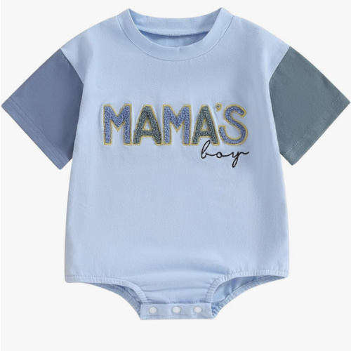 FIOMVA Baby Boy Fall Clothes Newborn Bubble Romper Toddler Long Sleeve Mama's Boy Letter Bodysuit Winter Infant Outfits