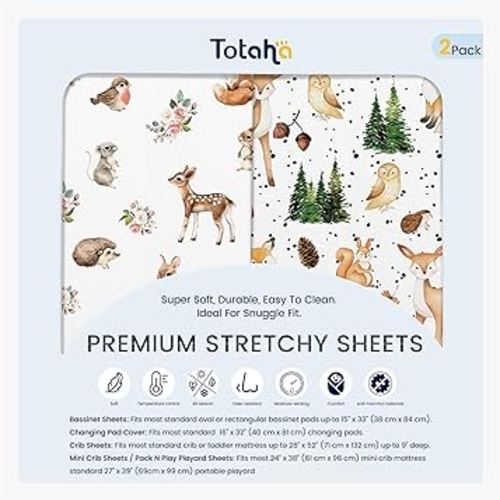 TotAha Changing Pad Cover, Buttery Soft Diaper Changing Pad Covers for Girls Boys, Super Stretchy Jersey Knit Changing Table Covers, 5'' Deep Pocket, 2 Pack