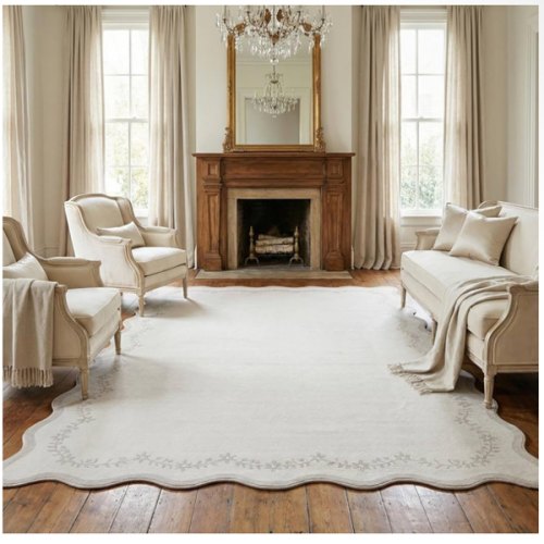 GarveeHome 6x9 Scalloped Area Rug Soft Washable Rug for Living Room Bedroom