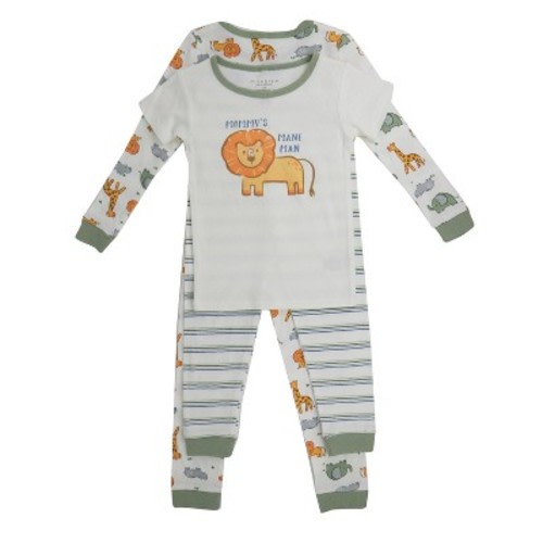 Chick Pea Baby All Cotton 4pc Pajama Set for Baby Boys SAFARI Green Size 12 Months Mane Man Lion