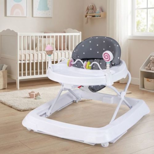 Baby Walker, Foldable Activity Walker with 3 Adjustable Heights and Detachable Washable Seat for 6 to 36 Months