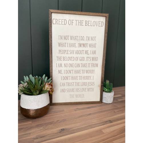 Creed of the Beloved Sign - Wooden Sign - Catholic Home Decor - Farmhouse - Laser Sign - Housewarming Gift - Wedding Gift - Sacrament Gift