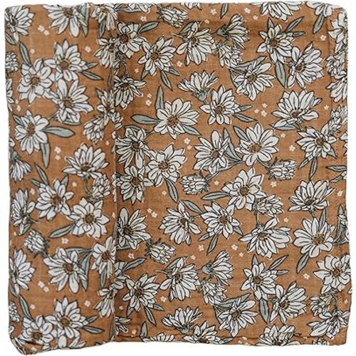 Mebie Baby Magnolia Muslin Swaddle, Modern and Neutral Swaddle Blanket for Baby Girl or Boy, Soft Baby Blankets, Newborn Swaddle Blanket, 0-3 Month, Comfy Wrap, Baby Essentials & Gifts