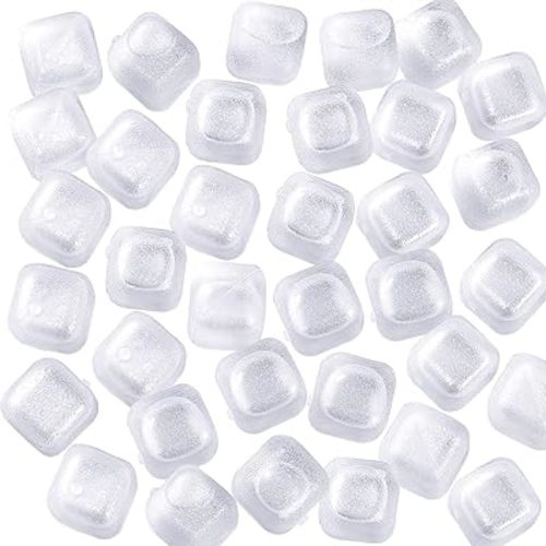 Reusable Ice Cubes for Drinks, 50 Pack Refreezable Plastic Ice Cubes BPA Free, Chills Drinks Without Diluting, Washable Fake Ice Cubes for Cocktails, Wine, Beer or Coffee Easy To Use