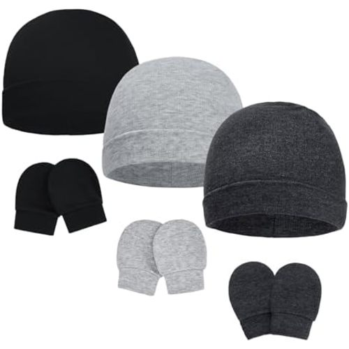 American Trends Baby Beanies for Boys Girls Newborn Infant Hat with Mittens Cute Cotton Hospital Hats for 0-6 Months