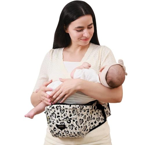 Sunveno Hip Baby Carrier with Seat,Ergonomic Baby Hip Carrier, Front-Facing Baby Holder, Anti-Slip Seat Surface, Wide and Adjustable Waistband with Multiple Pockets, Newborn to Toddler up to 45lbs