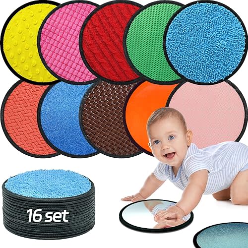 Upgraded 16 Set Sensory Mats, Mixed Colors Sensory Toys for Kids with Autism, Tactile Wall Panel Montessori Toy, Educational Toys for 3 year old, Toddler Learning Classroom Supplies Gift(8.3 Inch)