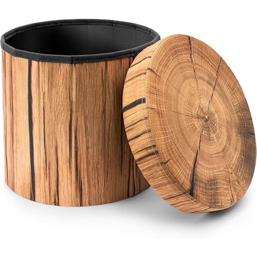 Tree Stump Stool, Toy Storage Ottoman 15 Inch Fake tree stumps Log Stool Storage, Artificial Tree Trunk, Perfect Footstool Kids Toy Chest, Rustic Log Cabin Decor Bench, Pedestal, Side End Table