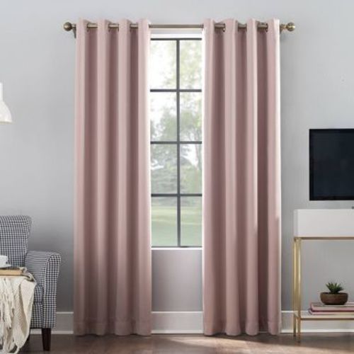 52"x84" Sun Zero 100% Blackout Oslo Theater Grade Grommet Curtain Panel Blush